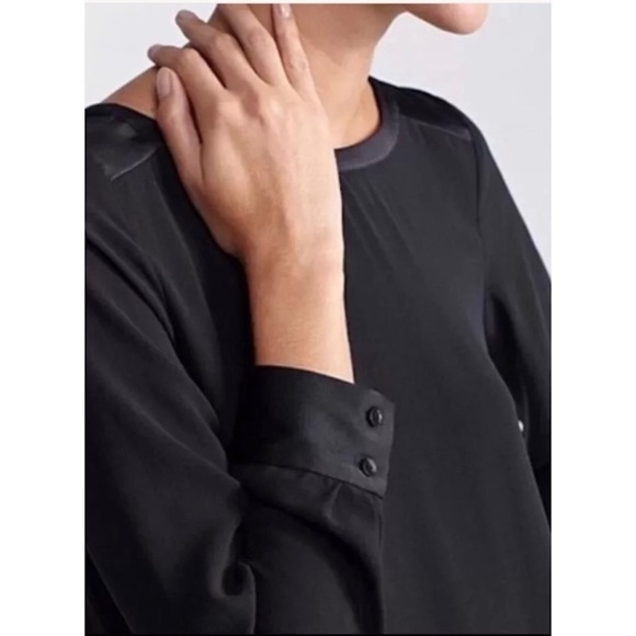 NWT Eileen Fisher Tuxedo Bateau Stretch Silk Dress - Picture 2 of 3